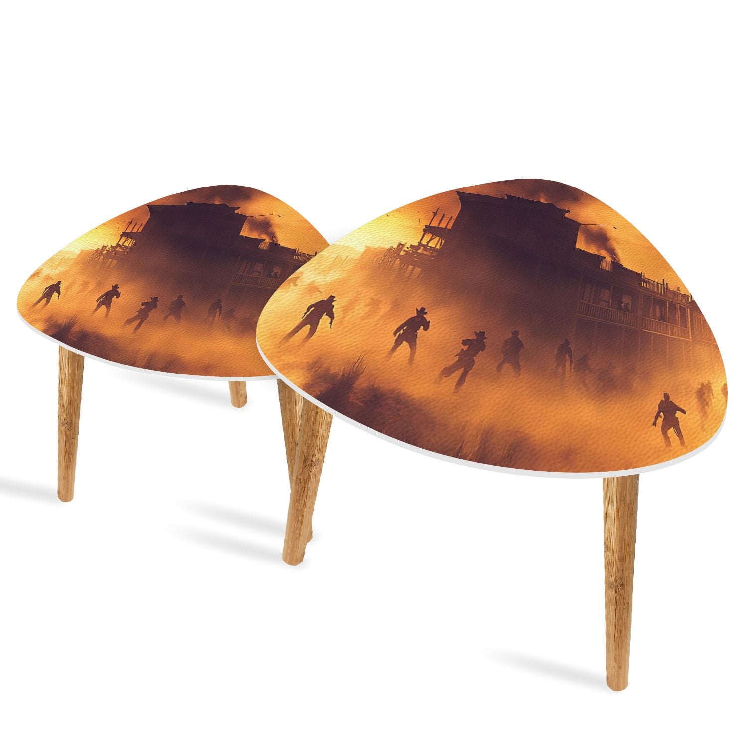 Showdown Table Triangle End Tables Set of 2 Vibrant Western Showdown Tension Resolve ...