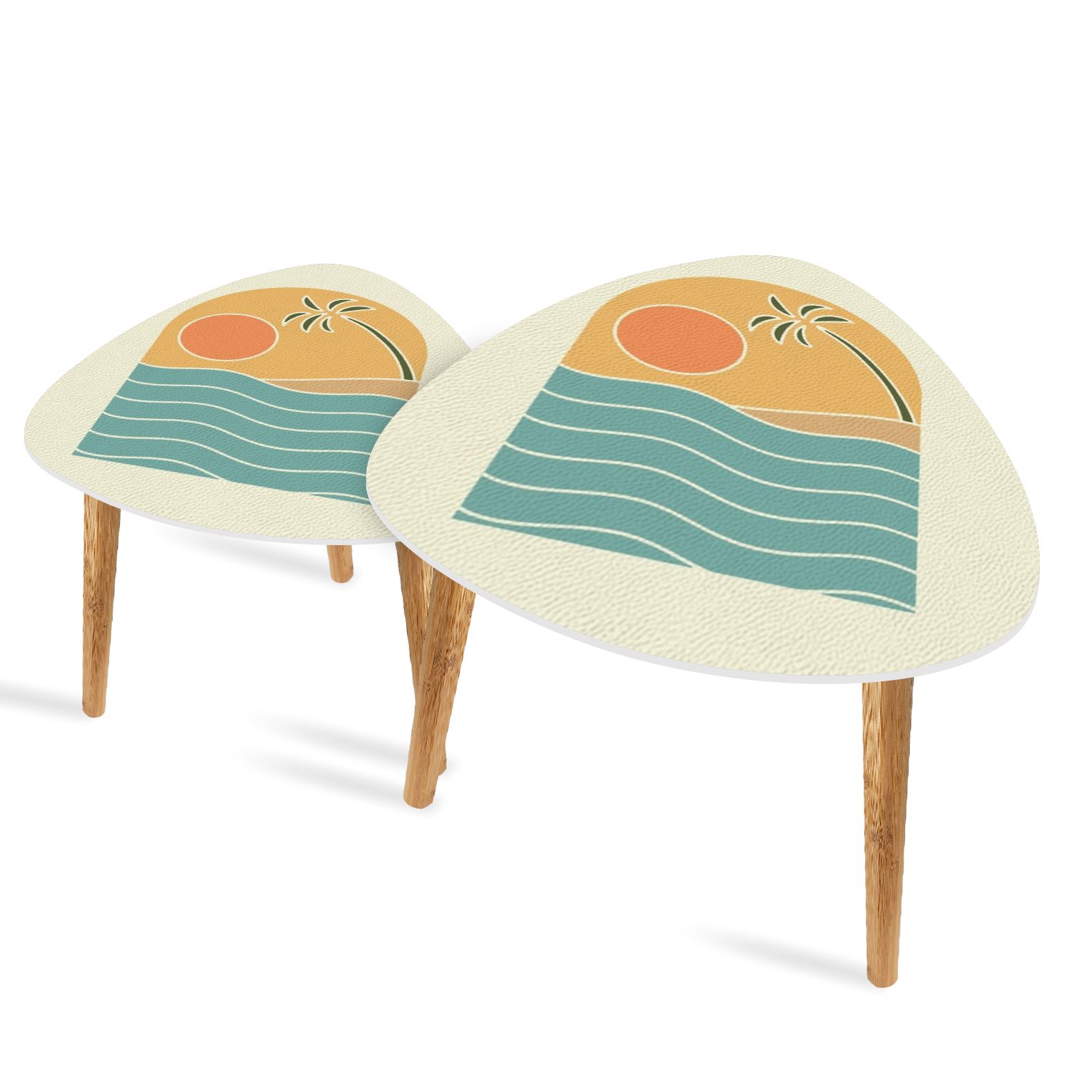 Triangle End Tables Set of 2 beach shape graphic tropical design ...