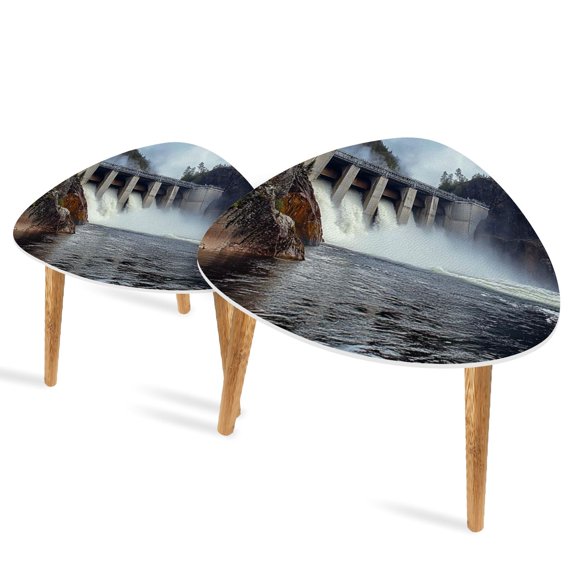 Triangle End Tables Set of 2 hydro power plant energy sources pictures Small Coffee Table, Tea Table, Nesting Tables for Living Room