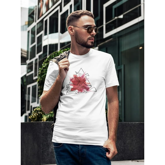 Triangle Explosion Graphic Design Men White T-Shirt, Male Small