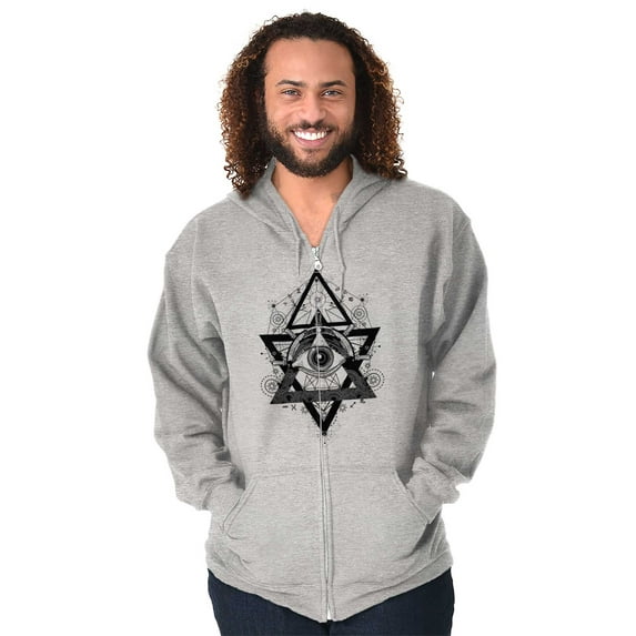 Triangle Eye Star Symbolic Spirit Unisex Fleece Graphic Zip Up Hoodie Brisco Brands 3X