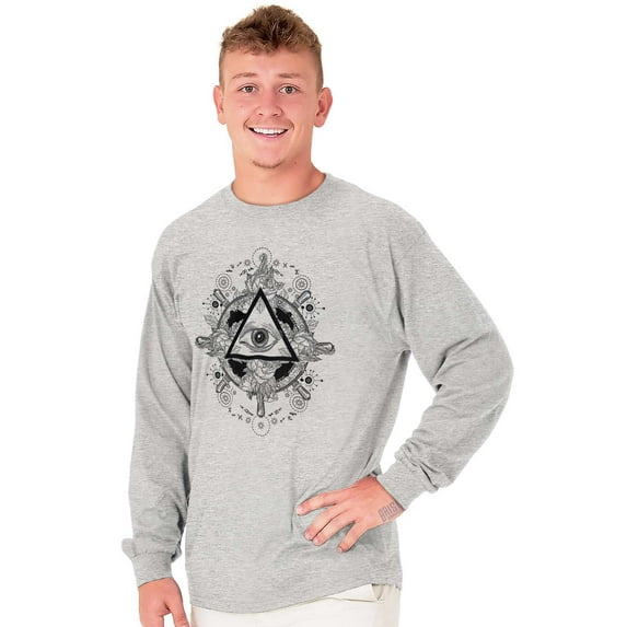 Triangle Eye Wheel Symbolic Spirit Long Sleeve TShirt Men Women Brisco Brands M