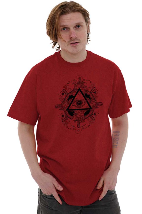 Triangle Eye Wheel Symbolic Spirit Plus Size Crewneck Graphic Tee Shirt Brisco Brands 2X