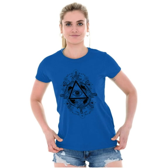 Triangle Eye Wheel Symbolic Spirit Womens Slim Fit Graphic Tee Brisco Brands S