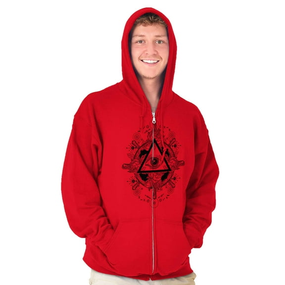 Triangle Eye Wheel Symbolic Spirit Zip Up Hoodie Men's Women's Brisco Brands L