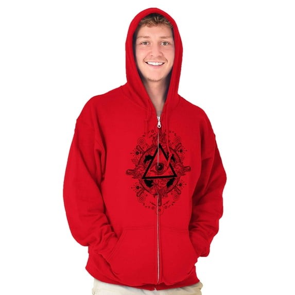 Triangle Eye Wheel Symbolic Spirit Zip Up Hoodie Men's Women's Brisco Brands L