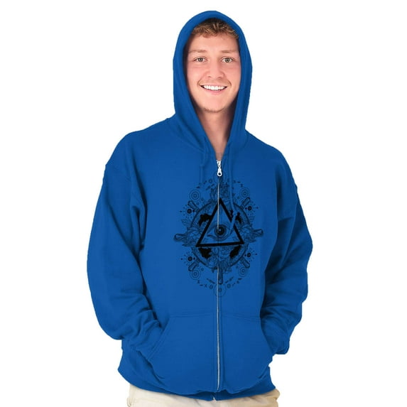Triangle Eye Wheel Symbolic Spirit Zip Up Hoodie Men's Women's Brisco Brands M