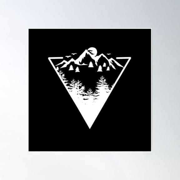 Triangle Frame Artwork With Wilderness Landscape Scene Poster Wall Art, Modern Wall Decor, 16x16 UNFRAMED