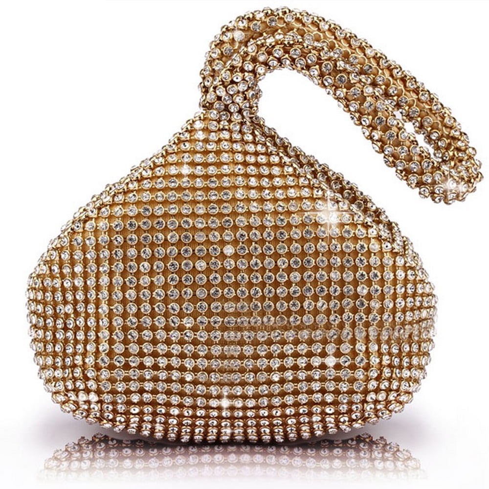 Unique Heart Shape Crystal Clutch Evening Bag Girl Party Handbag Prom Purse  Gold | eBay