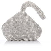 Triangle Full Rhinestones Women's Evening Clutch Bag Party Prom Wedding Purse (Sliver)