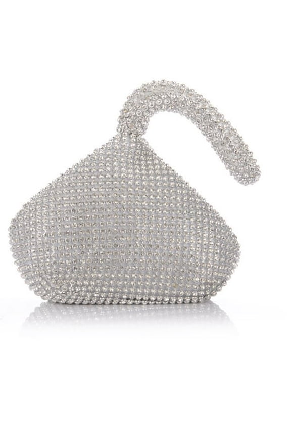 Triangle Full Rhinestones Women's Evening Clutch Bag Party Prom Wedding Purse (Sliver)