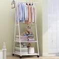 thumbnail image 1 of Triangle Garment Rack, Rolling Garment Rack, 2-Tier Clothes Rack, Portable Clothing Rack for Hanging Clothes on Wheels, White, 1 of 8