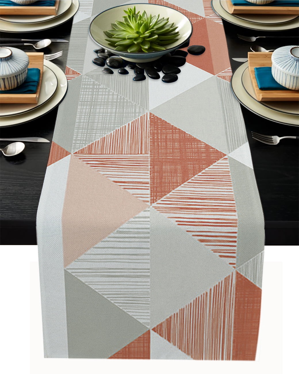 Triangle Geometric Figure Yellow Orange Table Runner ration Home r ...