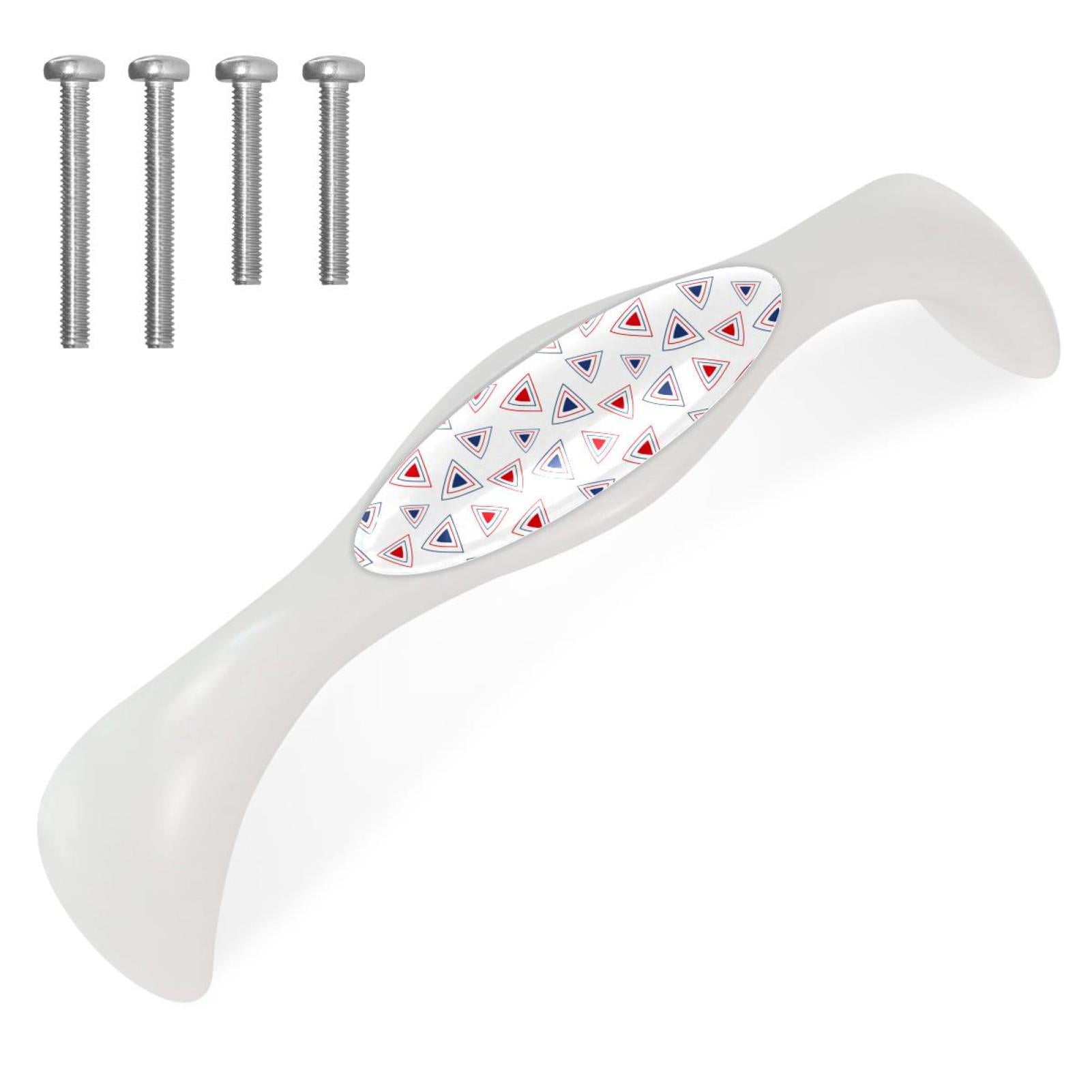 Triangle Geometric Knob 4 Pack Arched Drawer Pulls Crystal Glass White