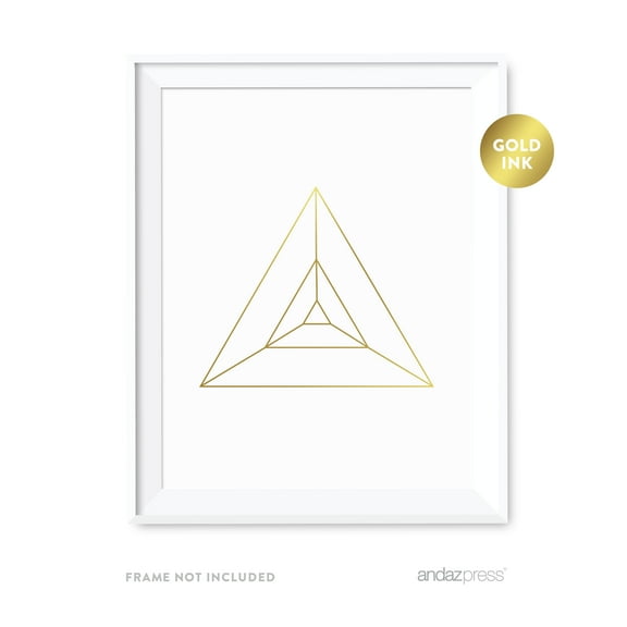 Triangle Geometric Shapes Origami Wall Art Metallic Gold Ink Print