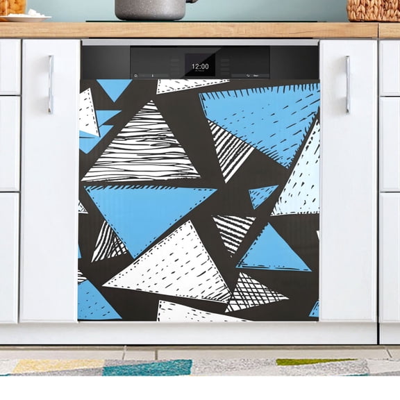 Triangle Geometry Artistic Dishwasher Magnetic Refrigerator Magnet Cover Kitchen Art Panel Decal Sticker Home Decorative 23"x26"