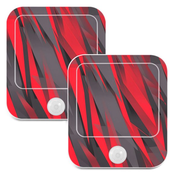 Triangle Geometry Pattern 2 Pack LED Motion Sensor Night Light Plug into Wall Auto Dusk to Dawn Adjustable Brightness for Kids Bedroom Hallway Nursery Room