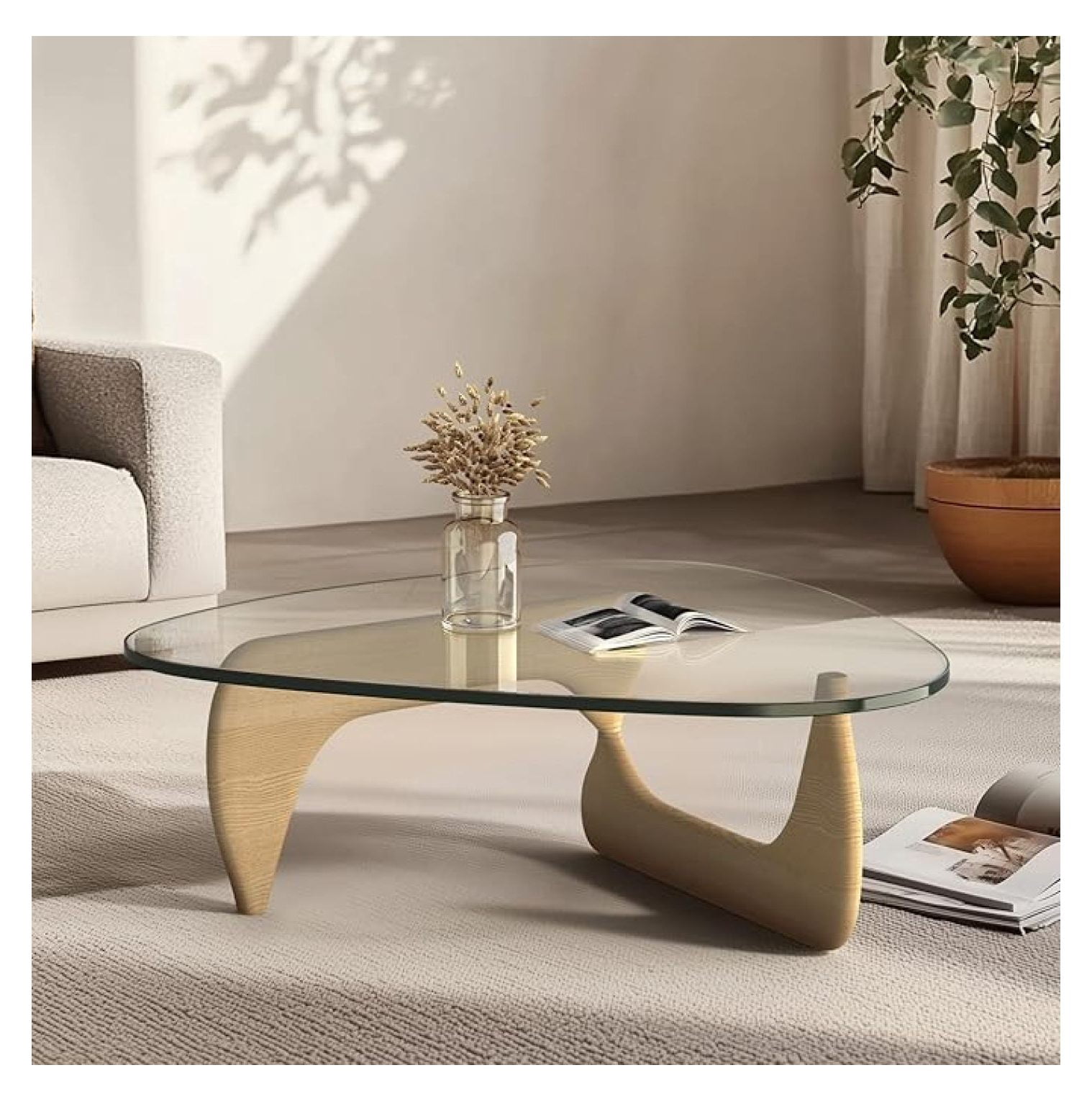 Triangle Glass Coffee Table for Living Room Century Modern Center Table ...