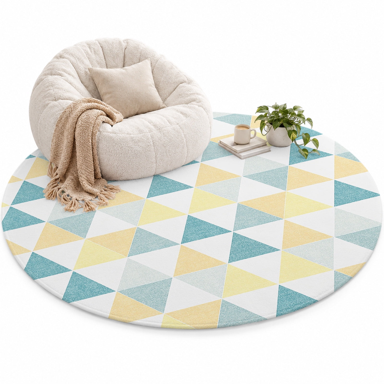 Triangle Gradient Area Rug 5', Diamond Texture Soft Mat Non-Slip ...