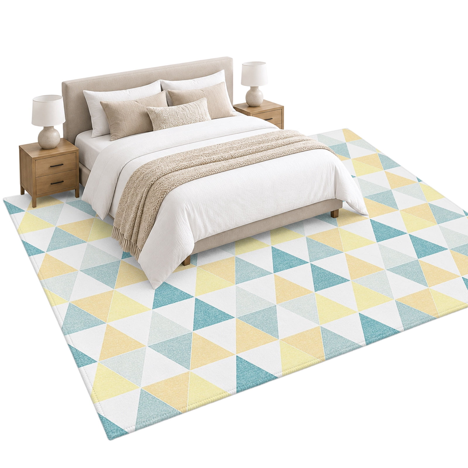 Triangle Gradient Area Rug 6'x9', Diamond Texture Soft Mat Non-Slip ...