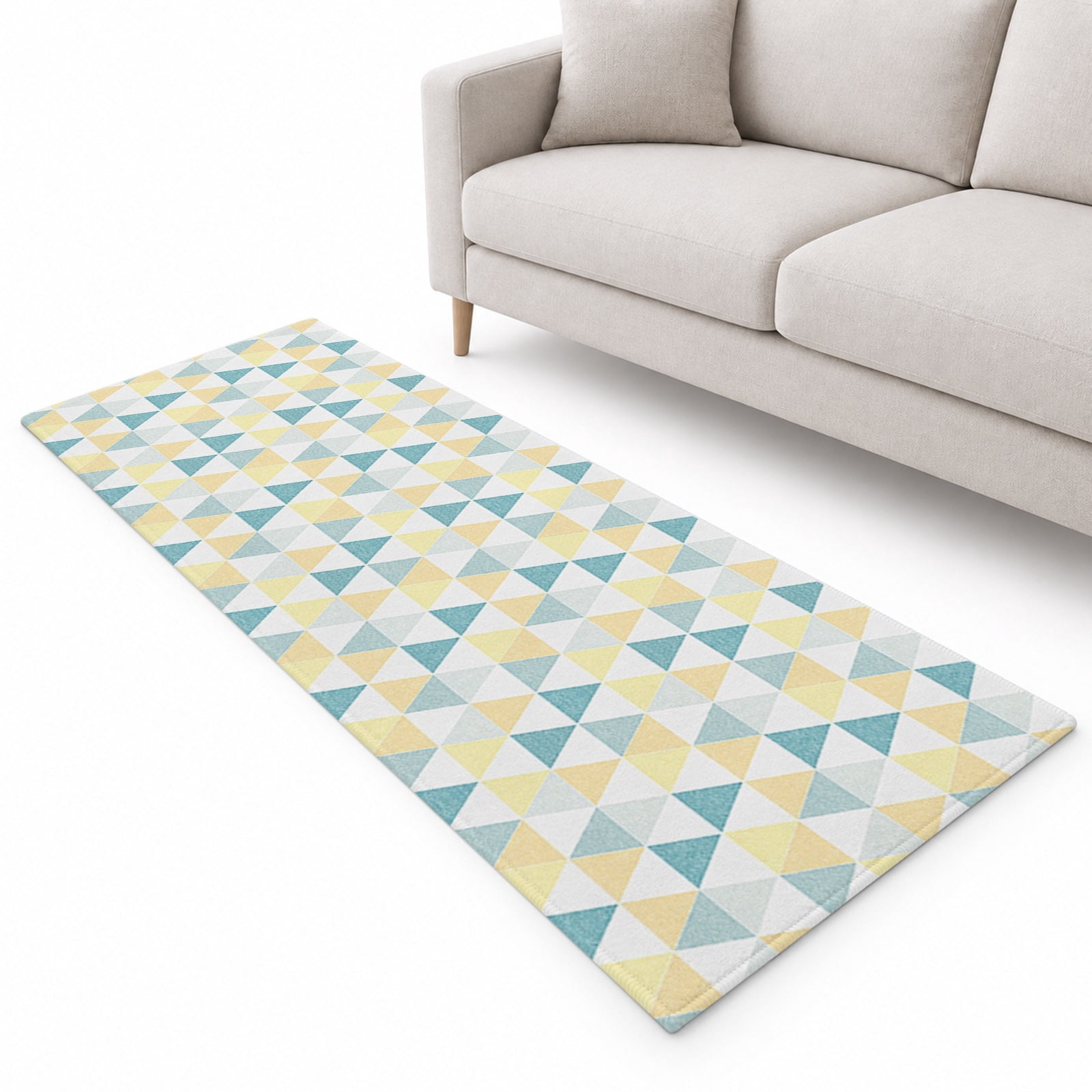 Triangle Gradient Runner Rug 2.6'x8', Diamond Texture Soft Mat Non-Slip ...