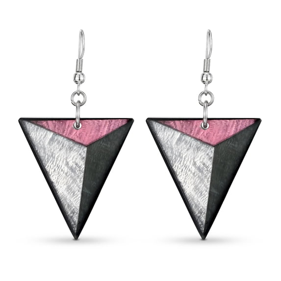 Triangle Gray Capiz Shell Drop Dangle Sterling Silver Earrings