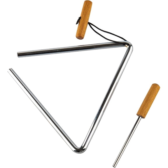 Triangle Hand Percussion with Striker, Rhythm Steel Triangles Musical Instrument (8 inch)