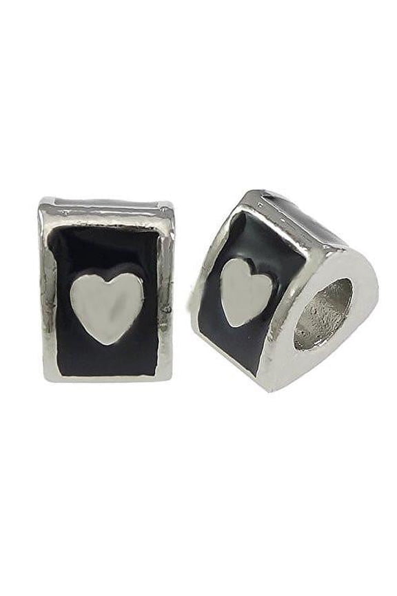 Triangle Heart Charm Bead Compatible with European snake charm bracelets