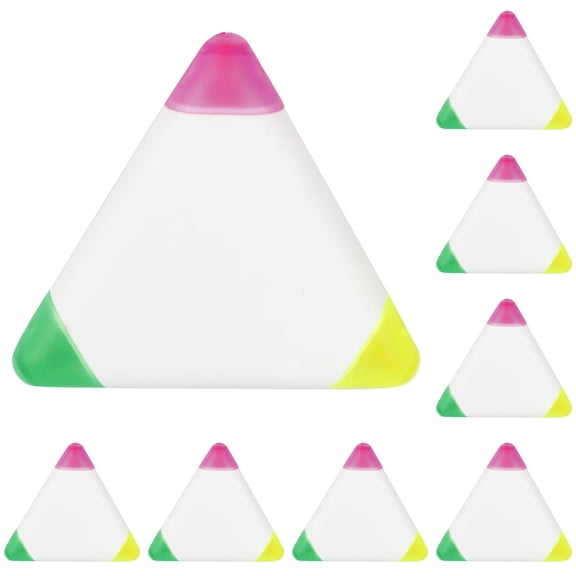 Triangle Highlighters, Watercolor Writing Highlighter Pens, 3 Color in 1 Fluorescent Pens, 3 Inch Brush Tip Highlighters for Home Office Craft, Stationery Supplies, Light Color,White*10