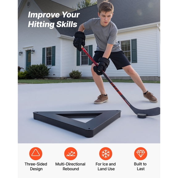 Triangle Hockey Passer, Heavy-Duty Multi-Angle Rebounder, Hockey Passing Aid, Passing & Stick Handling Trainer, Off-Ice & On-Ice Portable Equipment, Help Improve Puck Control & Shooting