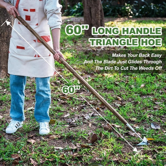 Triangle Hoe, 60'' Scuffle Hoe for Back-Friendly Weeding with Push-Pull Motion, Efficient Weed Removal Tool with Triangle Head