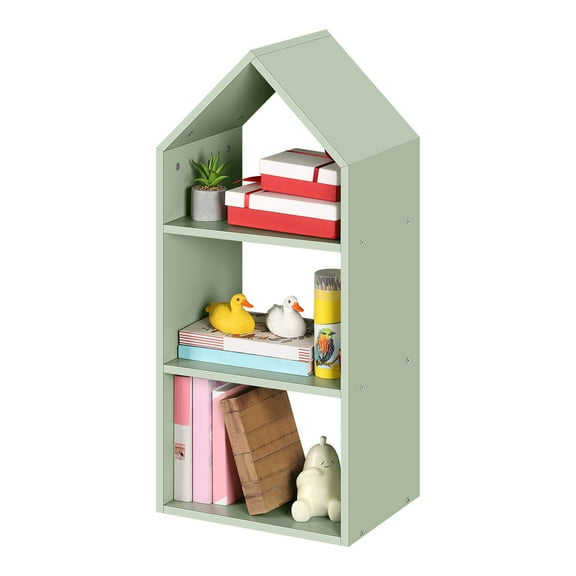 Triangle House Bookshelf in Grain Green Stylish Storage Solution for Home Office Modern Design Durable Construction Multifunctional Display Rack Creates Unique Decor Space Saver Bookshelf