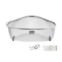 Triangle Kitchen Sink Colander - Stainless Steel Strainer Basket for Draining, Rinsing & Filtering Food Waste, Corner Fit Design with Non- Feet