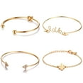 thumbnail image 1 of Womens Bracelet Set of 4 Fashion Alloy Bracelets with Triangle Knotted LOVE Letter and Cactus Design Electroplated, 1 of 10