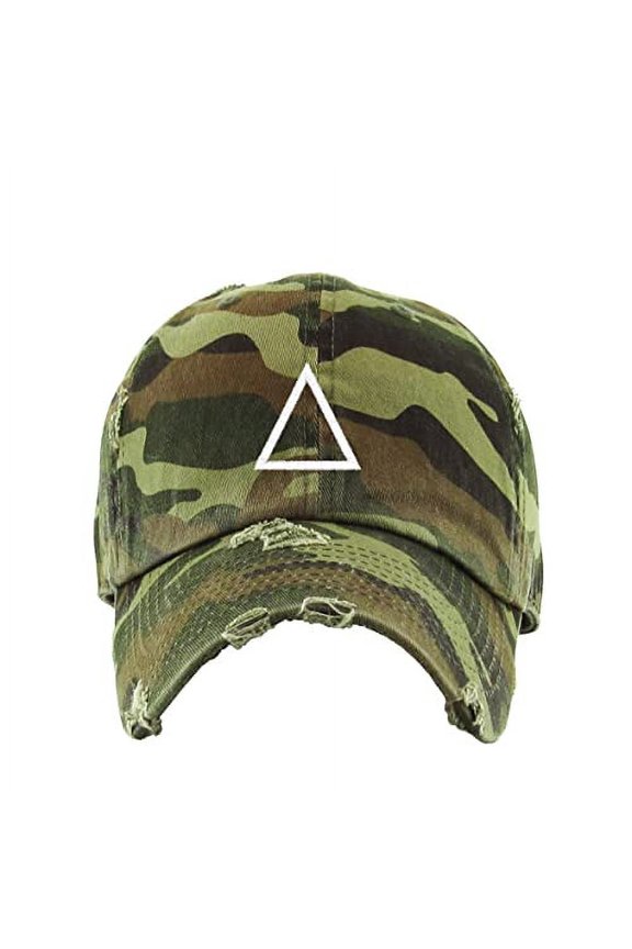 Triangle Korean Letter J Vintage Baseball Cap Embroidered Cotton Adjustable Distressed Dad Hat Camo