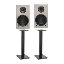 Triangle LN01A Bluetooth Bookshelf Speakers (Linen Gray, Pair) with Stands