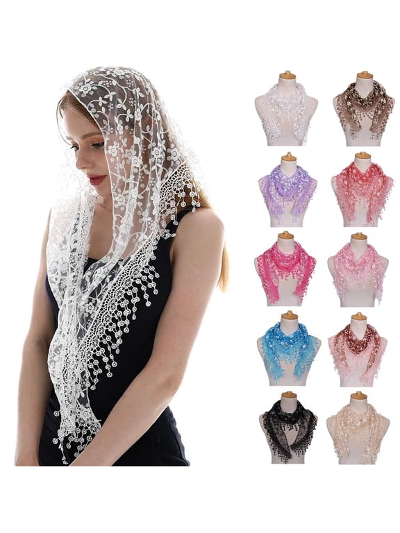 Triangle Lace Mantilla Veil Tulle Scarf Shawl Covering Church Veil for Mass Wedding Bridesmaids
