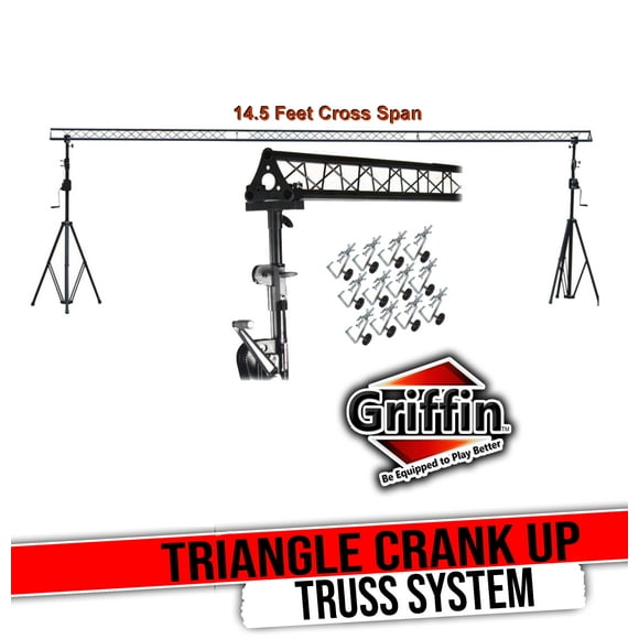Triangle Lighting Trussing System by Griffin - DJ Kit Truss Stand for Light Cans & Speakers - Crank Up Pro Audio Stage Light Hardware Package Equipment Mount Gear Holder for Parties, Live Music