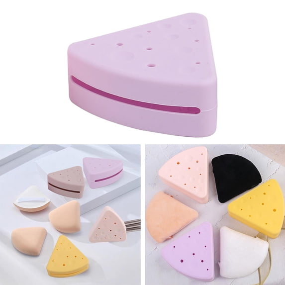 Triangle Makeup Sponge Holder/ Cosmetic Blender Sponge Case/ Portable Breathable Washable Compact Cute Soft Protective Container for Travel Light