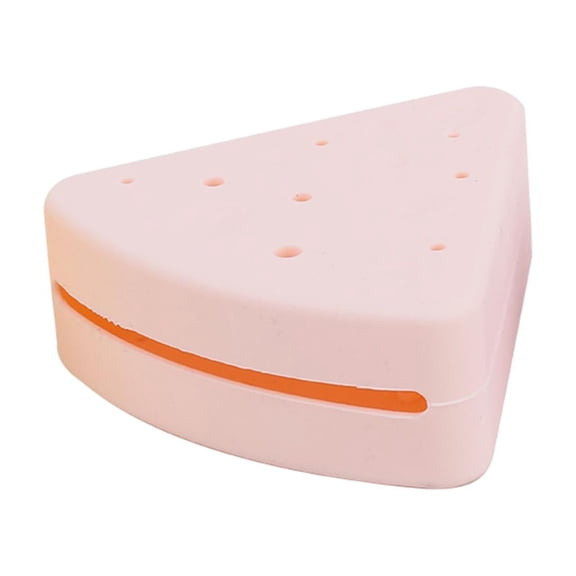 Triangle Makeup Sponge Holder, Protective Container, Cute Washable Soft Portable Makeup Sponge Storage Box, Powder Puff Case for Travel Light Pink