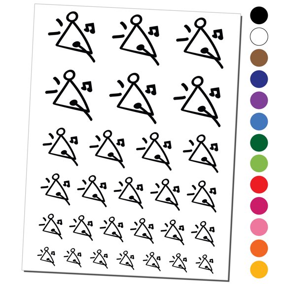 Triangle Music Instrument Water Resistant Temporary Tattoo Set Fake Body Art Collection - Red
