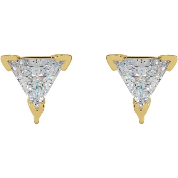 Triangle Natural Mined Diamond Stud Earrings 14k Yellow Gold (0.82 Ct,H Color,VS2-SI1 Clarity)