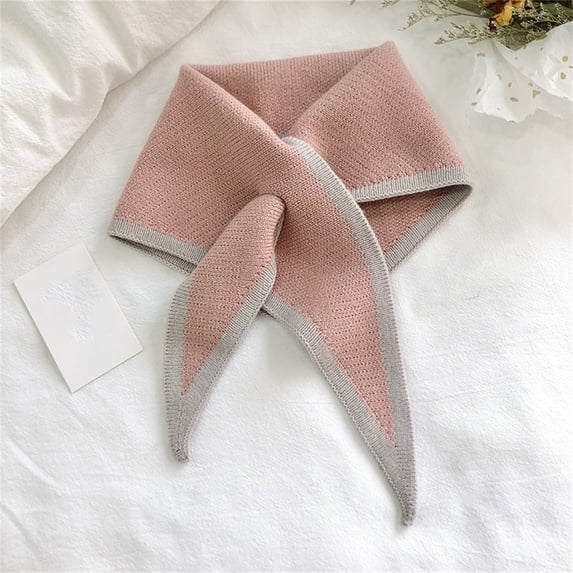 Triangle Neck Scarf for Women, Winter Knit Neck Scarf, Lightweight Warm Shawl Wrap, Y2K Fashion Neck Warmer for Cold Weather, Travel, Outdoor, Daily Wear, Soft Cozy Accessory Pink