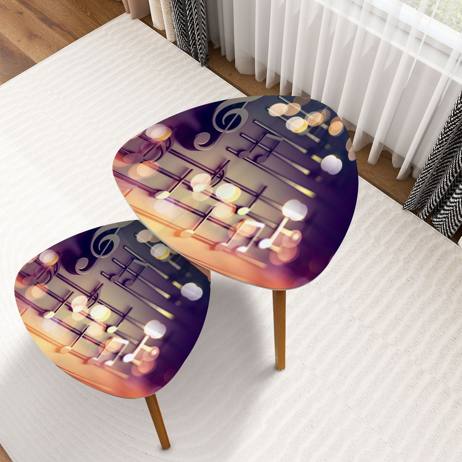 Note On Room Table Triangle Nesting Coffee Table Set of 2 3d musical notes musical signs ...