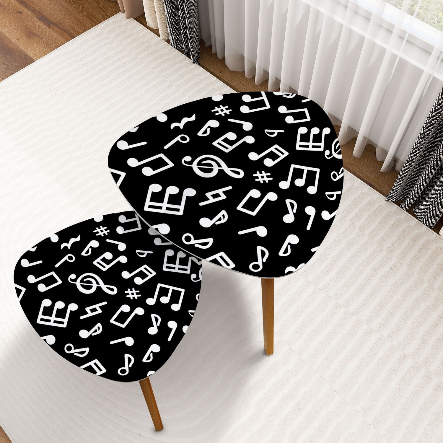 Note On Room Table Triangle Nesting Coffee Table Set of 2 Abstract music seamless pattern ...