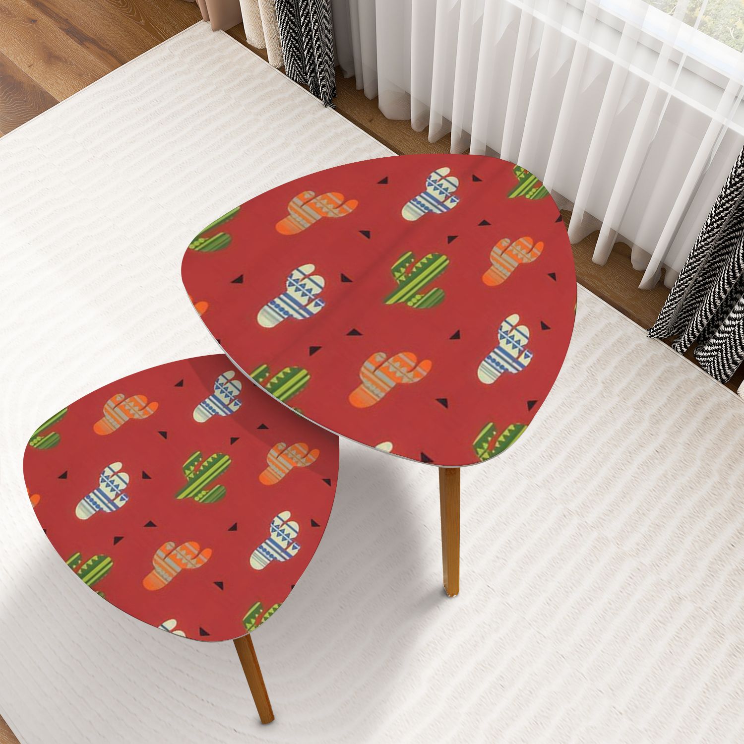 Triangle Nesting Coffee Table Set of 2 Cactus plant seamless pattern ...