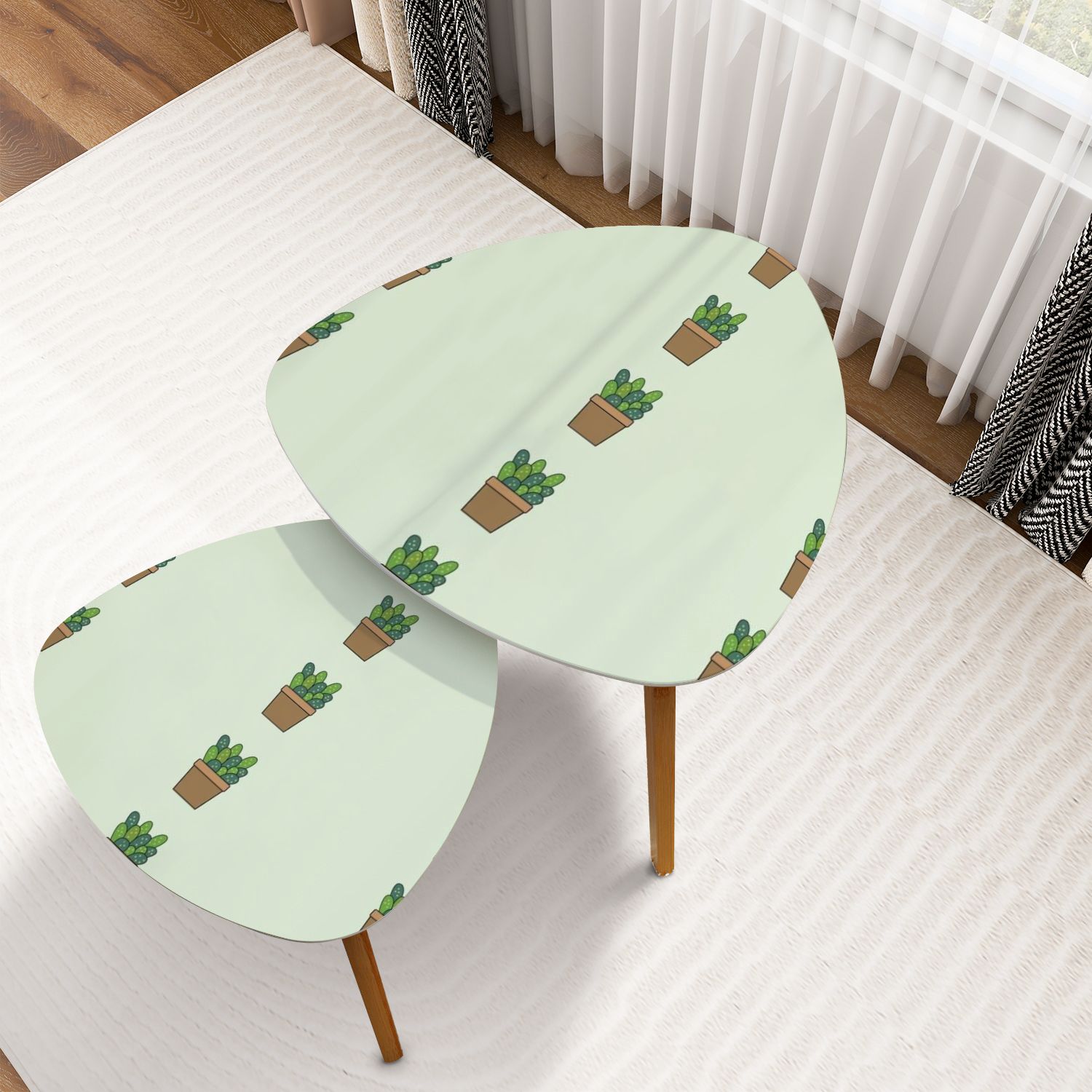 Triangle Nesting Coffee Table Set of 2 Cactus seamless pattern Cactus ...