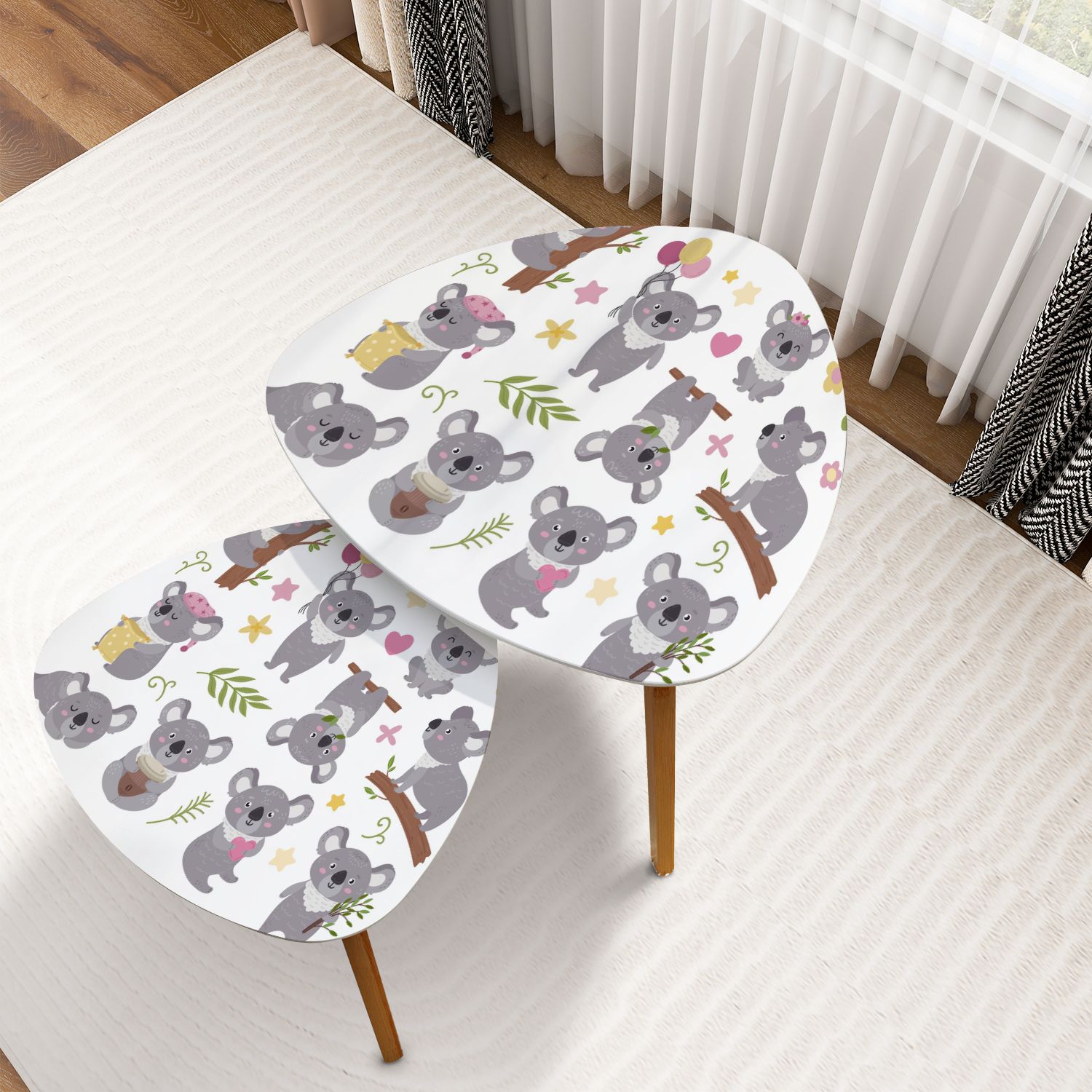 Triangle Nesting Coffee Table Set of 2 Cartoon koala Comic koalas ...