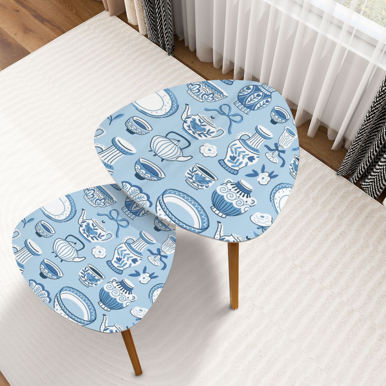 Triangle Nesting Coffee Table Set of 2 Chinoiserie ceramic seamless ...