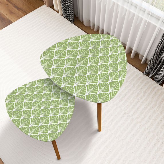 Triangle Nesting Coffee Table Set of 2 Classic Art Seamless Geometric Stylish Texture Abstract End Table Modern Minimalist Side Table Set for Living Room Bedroom